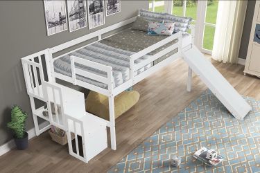 Twin bed with slide