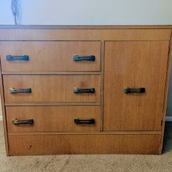 Vintage MCM Style Dresser Chest With Drawers & Door Storage 
