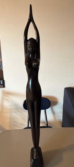 Dark Wood Woman Statue