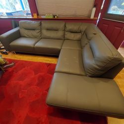 Grey sofa, faux leather