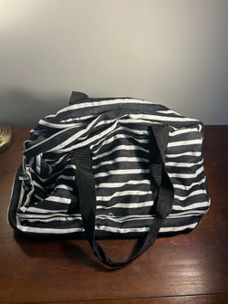 Black & White striped duffle bag (with many compartments)