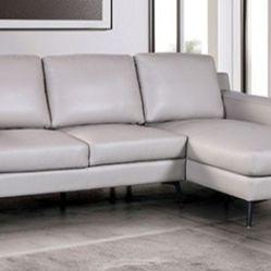 Brand New Grey Leather Modern Style Sectional Sofa 