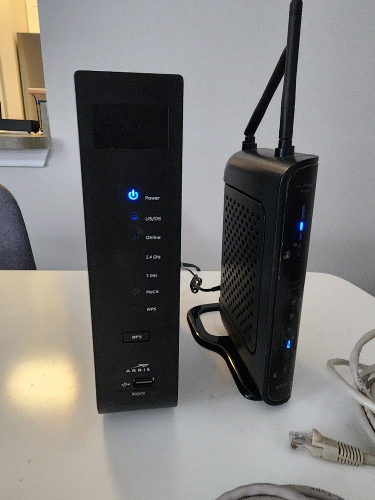 Belkin N+ Wireless Router, and Arris Touchstone DG2470 DG2470A 24x8 DOCSIS 3.0 Cable Wireless Modem