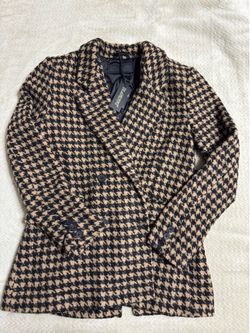 Blank NYC Black & Tan Houndstooth Double-Breasted Blazer