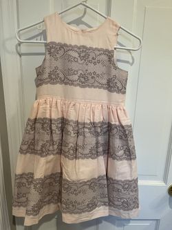 Janie And Jack Girls Dress, Pink/grey, Size 6