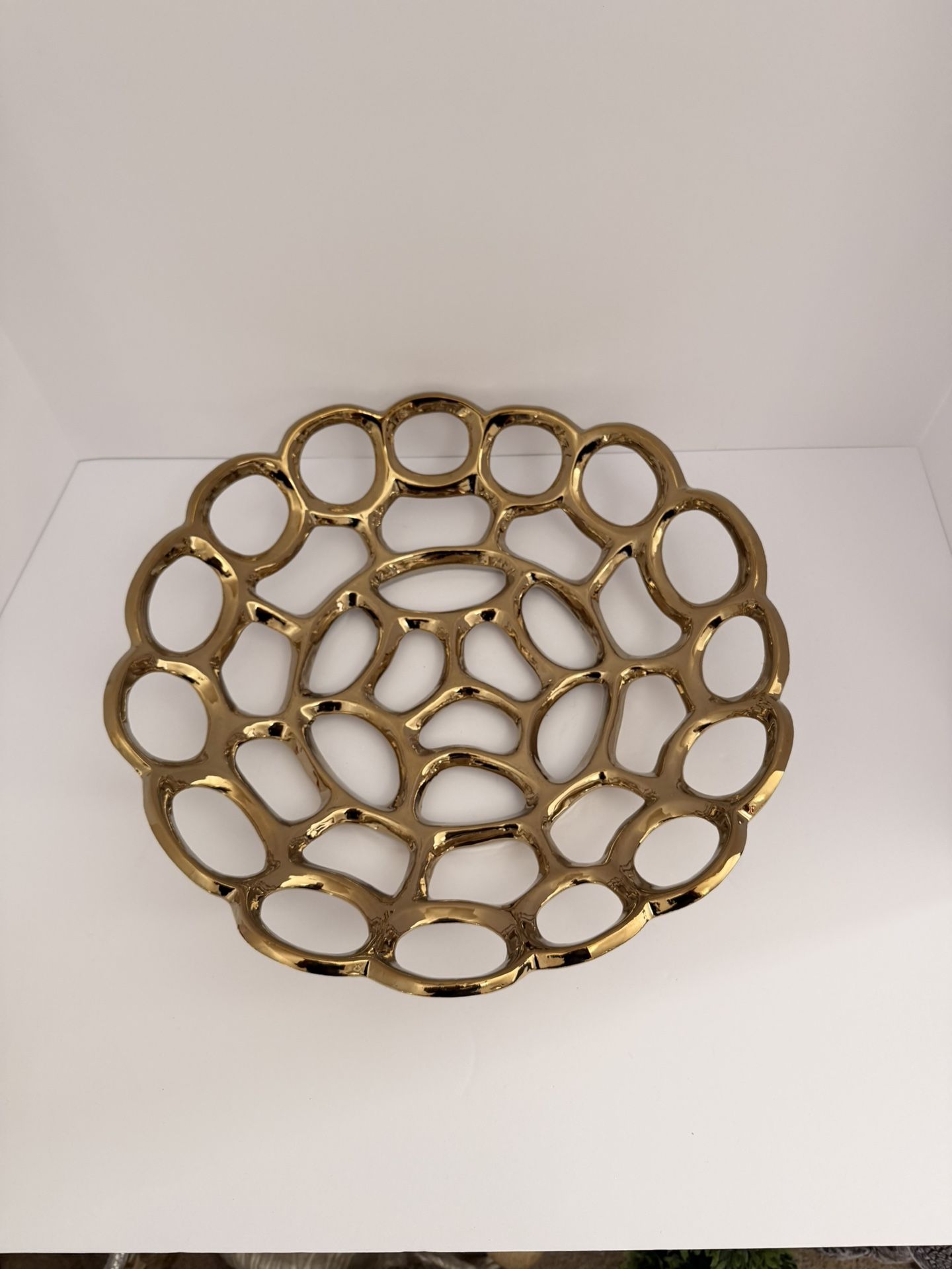 Gold Decorative Open-Design Bowl – Modern Centerpiece