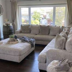 Modular Linen Deep Seating Cozy Modern Sectional✅ Sofa/ Couch/ Living Room💥 Brand New👈 Delivery Available✅