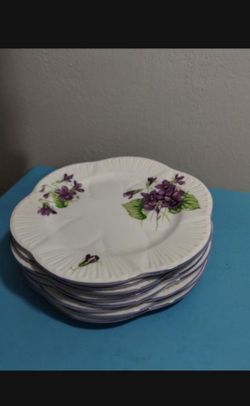 MC FINE BONE CHINA - SHELLEY  ENGLAND PORCELAIN  DESSERT/ SAUCER PLATES SET OF 8