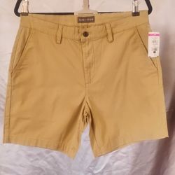 Slate & Stone Chino Shorts Men's 31 Khaki Stretch Cotton Casual Flat Front NWOT

