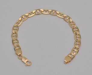 10K Yellow Gold Mariner Link Bracelet 7.25" 7.0mm Made In Italy