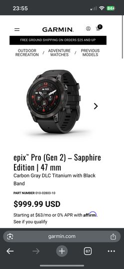 47mm Epix Pro 2 Sapphire Edition wExtra Bands