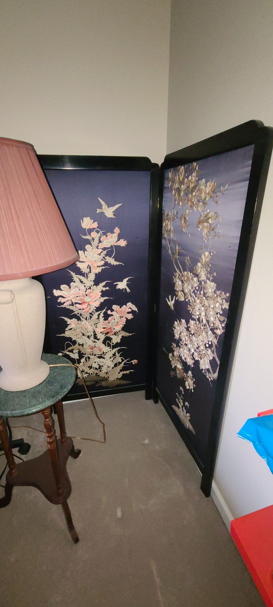 Antique Japanese Meiji Period Silk Embroidered Screen Room Divider