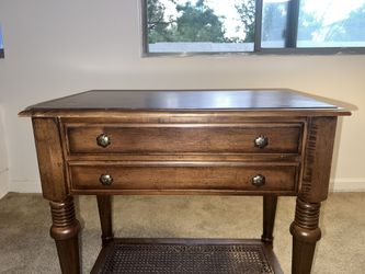 REAL WOOD Maple Nightstand with Cane Shelf