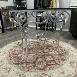 Wrought Iron Table With Glass Top