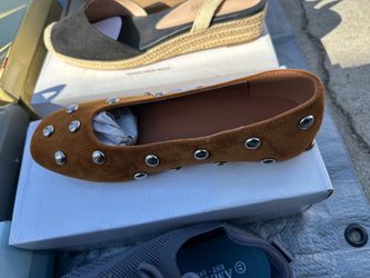 Brown Suede Studded Ballet Flat