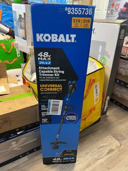 Kobalt 48V MAX (24Vx2) 15-in Attachment Capable Battery String Trimmer Kit, 2 batteries/chargers