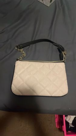 White mini purse with rose interior