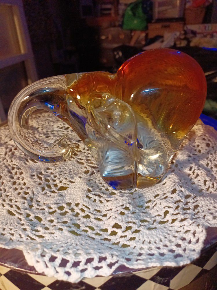 Murano Style Blown Glass Elephant 