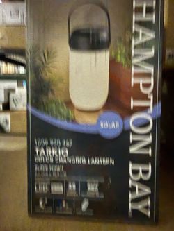 Hampton Bay Tarkio Matte Black Color Changing Integrated LED Outdoor Solar Lantern