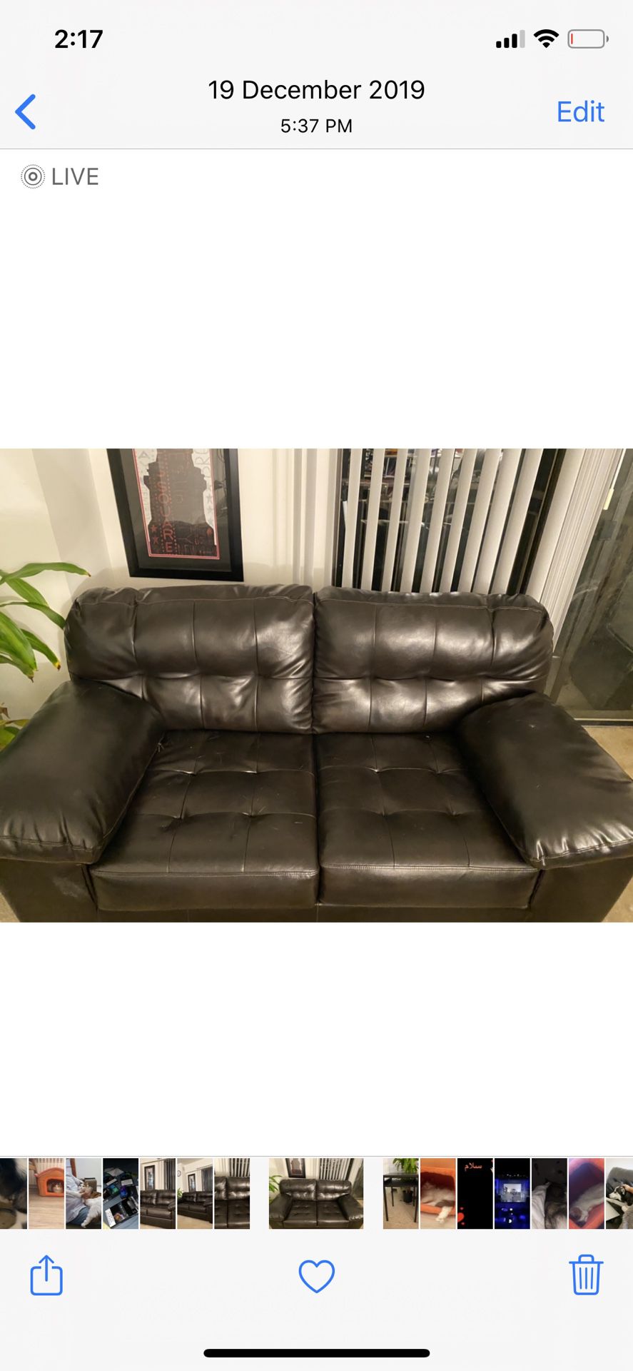 Leather sofa , dark brown