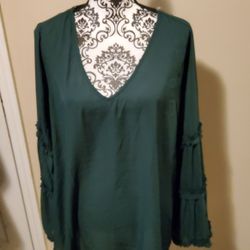 Perfectly Priscilla Dark Green Ruffle Long Sleeve Blouse
3x