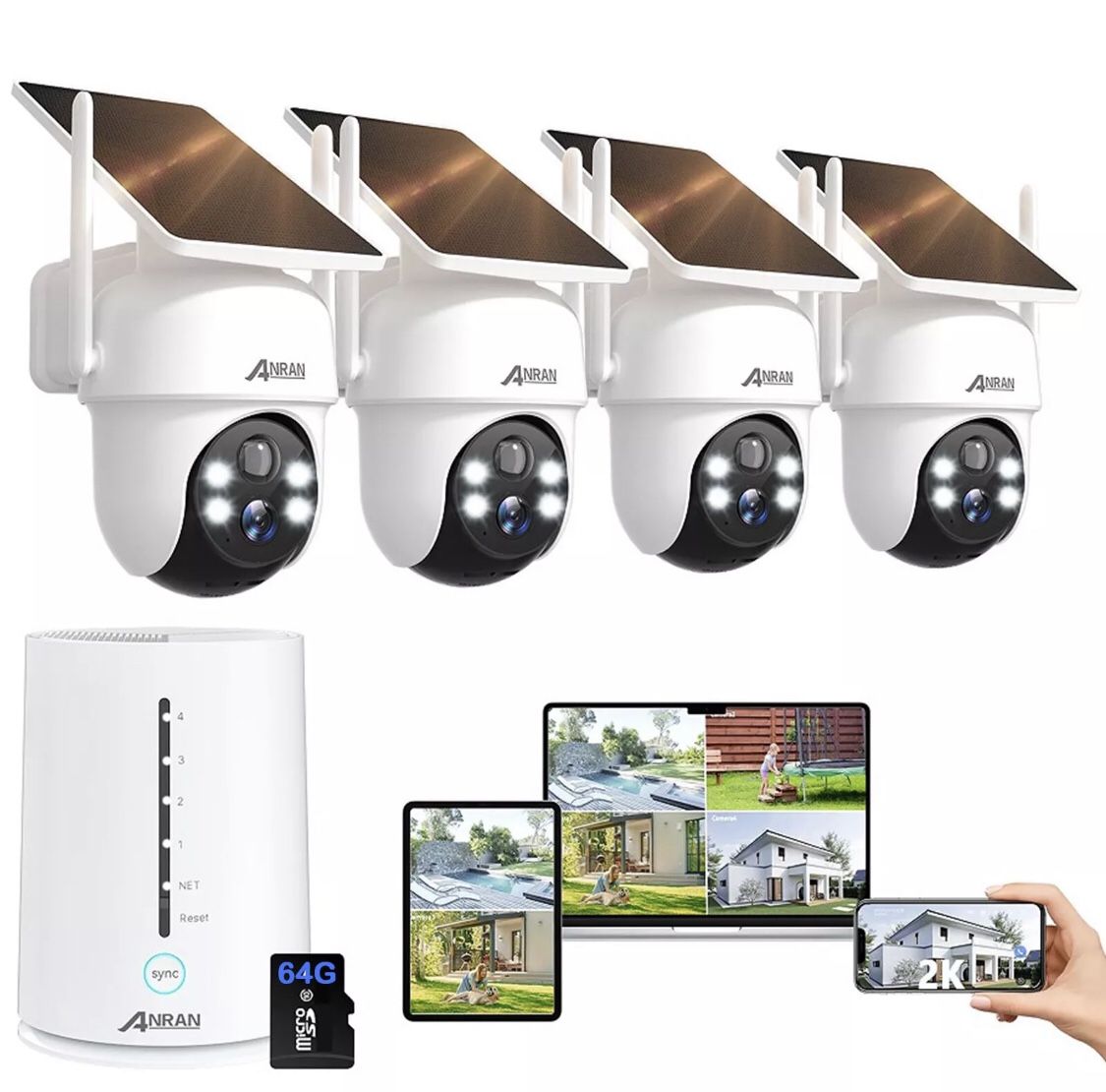 Solar Battery Powered Wireless Security Camera System WiFi IP Outdoor Home Audio