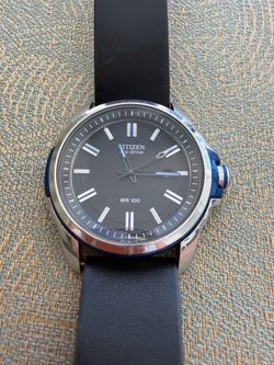 Citizen Eco-Drive Weekender Mens Watch, Stainless Steel with genuine leather Strap size L In excellent condition  No box