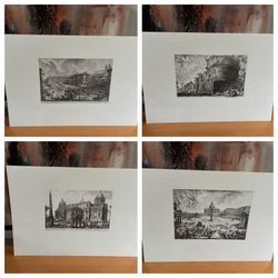 Vintage Piranesi Vedute di Roma Italian Rome Architectural Reproduction Art Prints Lot of 8