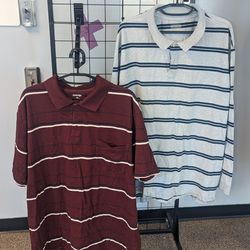 TWO BIG AND TALL BUTTON-UP POLO STYLE SHIRTS