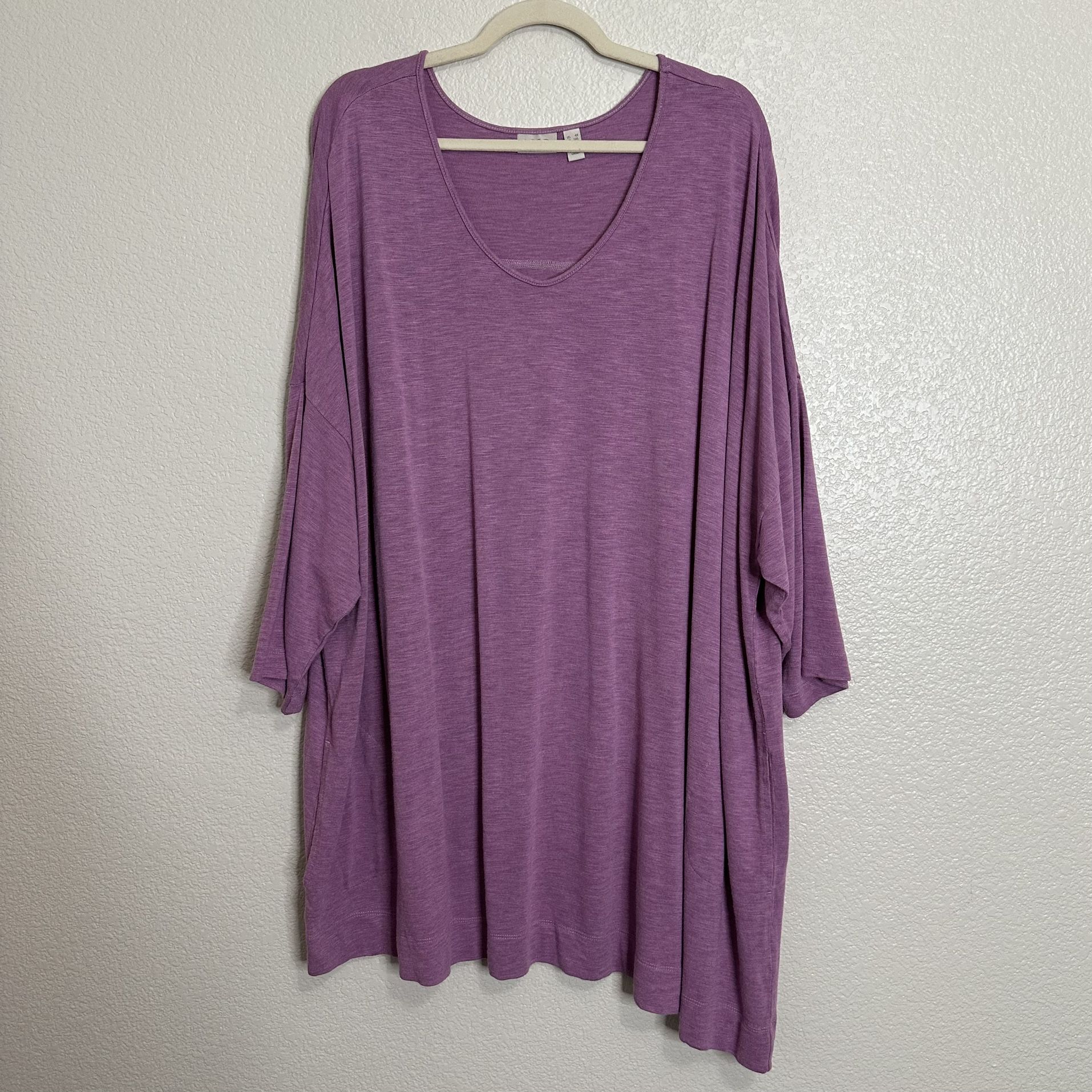 LOGO by Lori Goldstein Piper Heather Purple Asymmetric Tunic Top, Size 4X