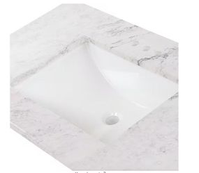 Brand New 37” x 22” Lunar Engineered Stone Vanity Top w/ Rectangular Undermount Sink & Backsplash 