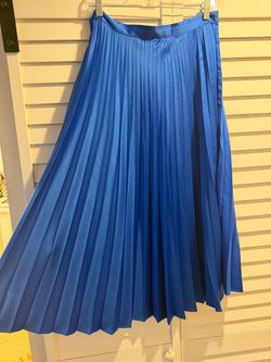 Blue Pleated Midi Skirt