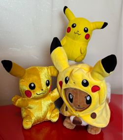 Pokémon Pikachu Plush Lot – 3 Stuffed Plushies Including Eevee in Pikachu Hoodie – Cute Collectible Bundle