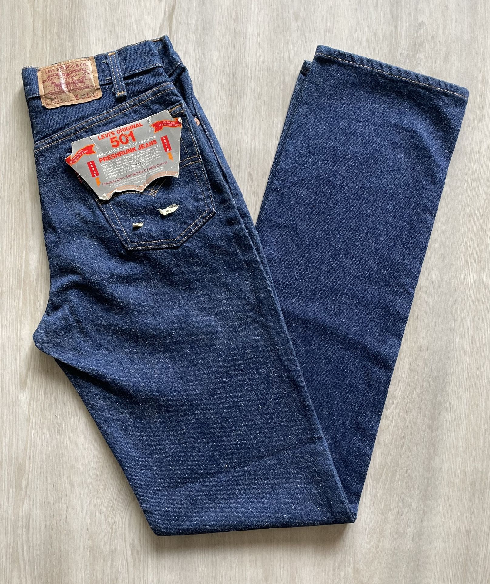 Vintage 80s Levis 501 Student Original Button Fly Made In USA Deadstock 29x36