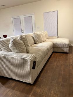 White corduroy couch