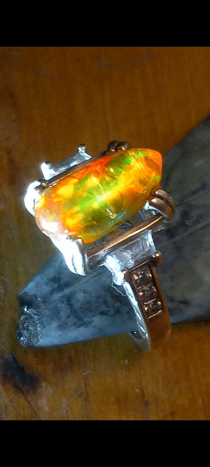 precious fire opal Sterling silver 