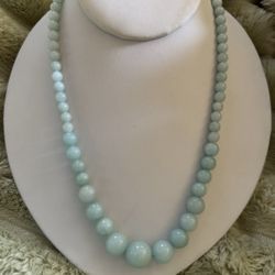 ESTATE JEWELRY- Stunning  Natural Color Larimar Beaded Necklace - 20"