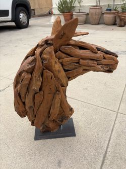 Handmade Driftwood Horse Head Sculpture – One of a Kind Rustic Decor (18” Wide)