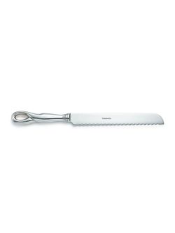 NY: Tiffany & Co. Sterling Silver Handle Serrated Bread Knife with Dust Bag - 11"