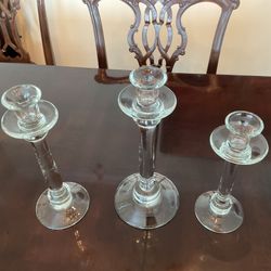Set of 3 Glass Candle Holders