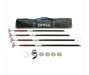 ZipWall 10 ft. Stainless Steel Dust Barrier Poles with 2-Adhesive Zippers and a Carry Bag Black (4-Pack)