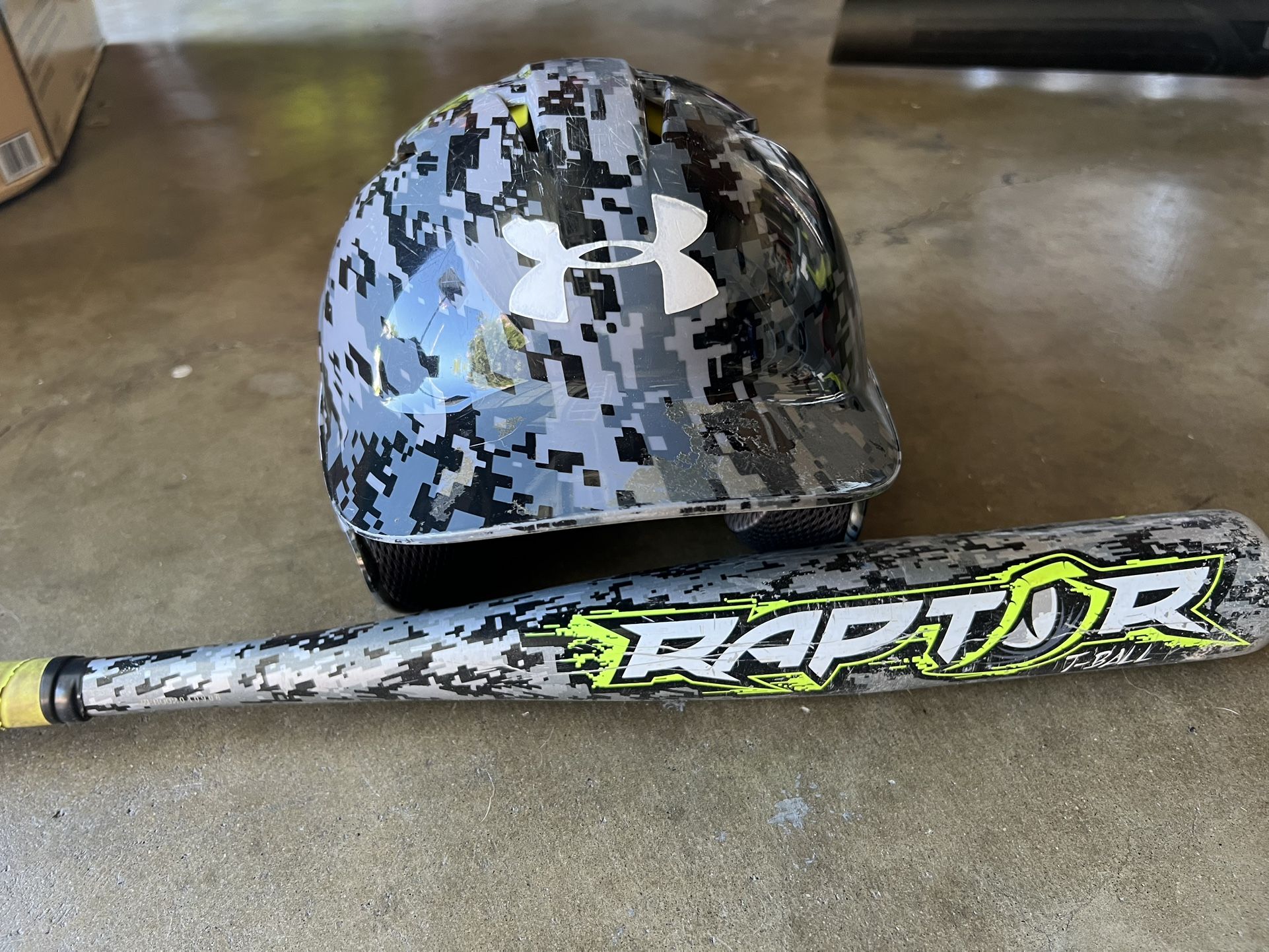 Tball And Baseball Helmet And Bat