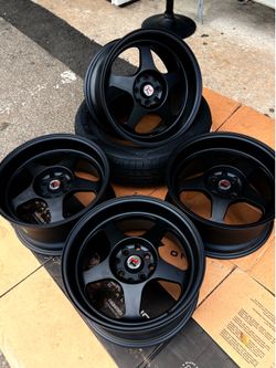 (SALE) 4 NEW 18x8J TL Matte Black 5-Spoke Rims