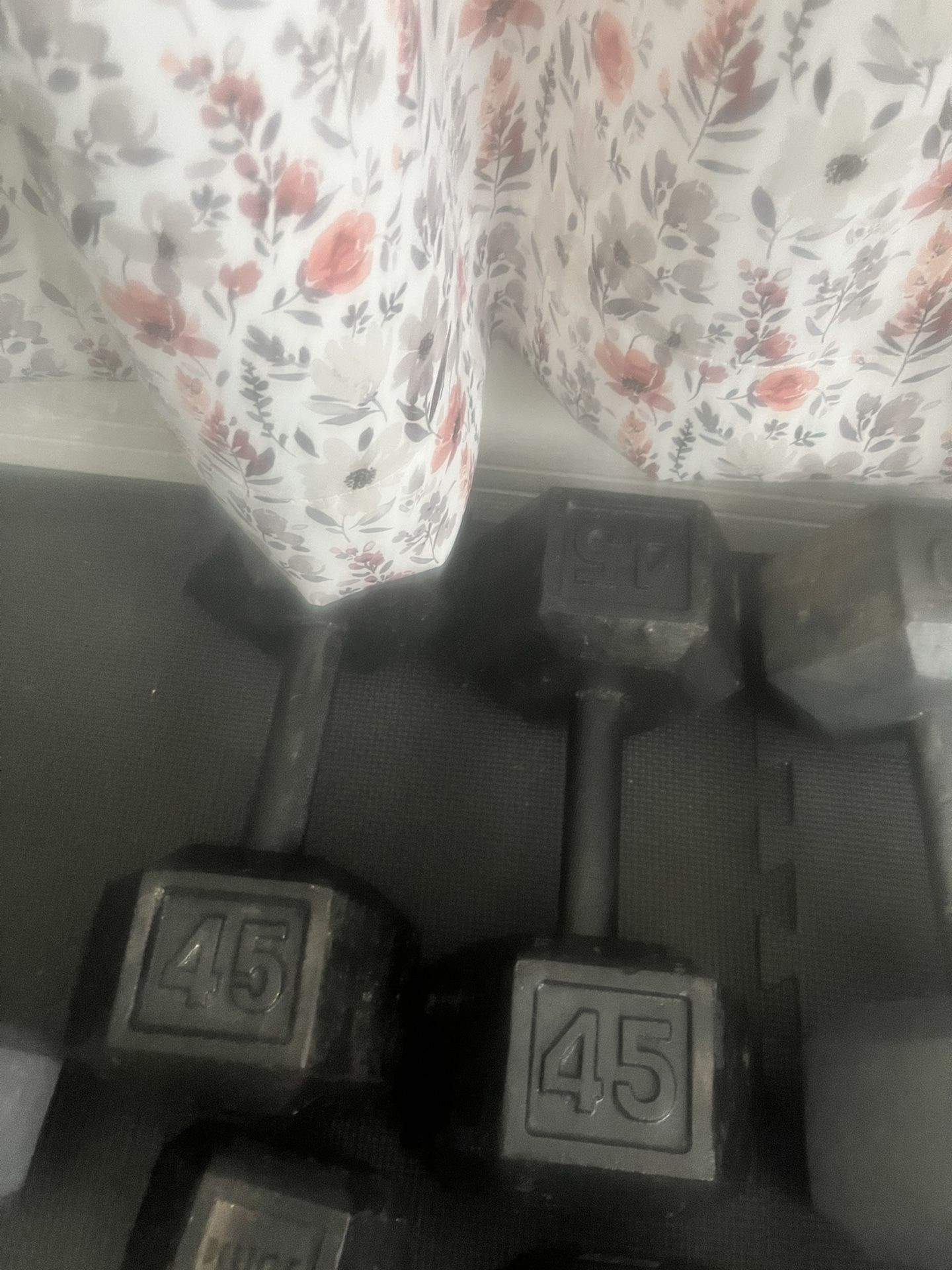 Pair Of 45lb Steel Hex Dumbbells Total 90lb