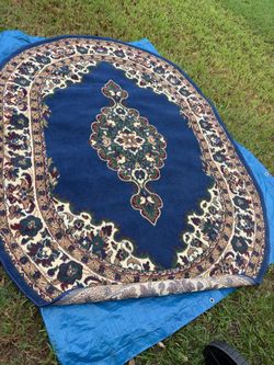 Merinos Navy Blue Persian-Style Oval Area Rug