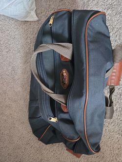 Navy Canvas Duffle Bag with Leather Trim