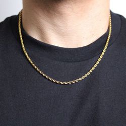 Solid 10K Gold 3mm Rope Chain