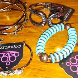 Four NWT Paparazzi Bracelets Wide Bangle;Cuff; Hinged Cuff; Stretch 