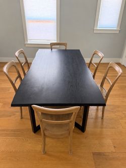 DINING ROOM SET - Verge 100” Black Live Edge Dining Room Table