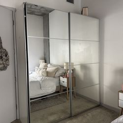 IKEA PAX Wardrobe/ Closet w/ Sliding Mirror Doors + Drawers & Shoe Rack – 78” Wide